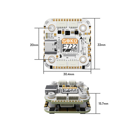 Flywoo GOKU F722 Pro Mini V2 45A 32Bit 128K 20X20 Stack Plug&Play O4 / O4 Pro