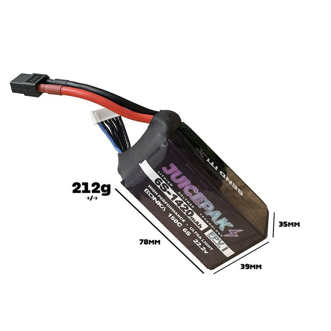 Juicepak Bonka 1420mAh 6S 150C Lipo Battery (212g) image 1